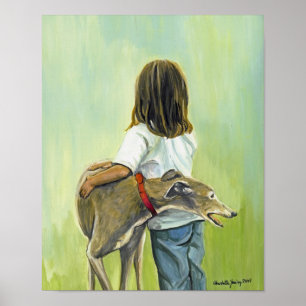 "Girl with Greyhound" Art-utskrift Poster