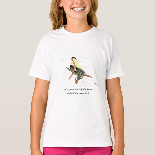 Girl with Gult Vingar Girls T-Shirt (Framsida)
