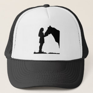 Girl with Horse Silhouette Animal Kärlek Horses Ar Keps