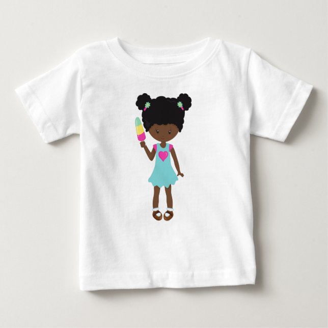 Girl with Ice Cream, African American Girl, Dress T Shirt (Framsida)