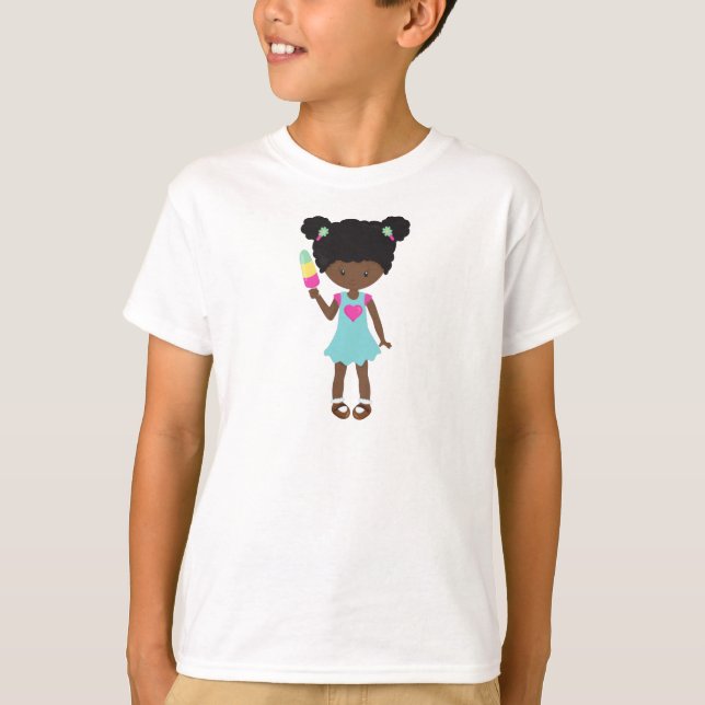 Girl with Ice Cream, African American Girl, Dress T Shirt (Framsida)