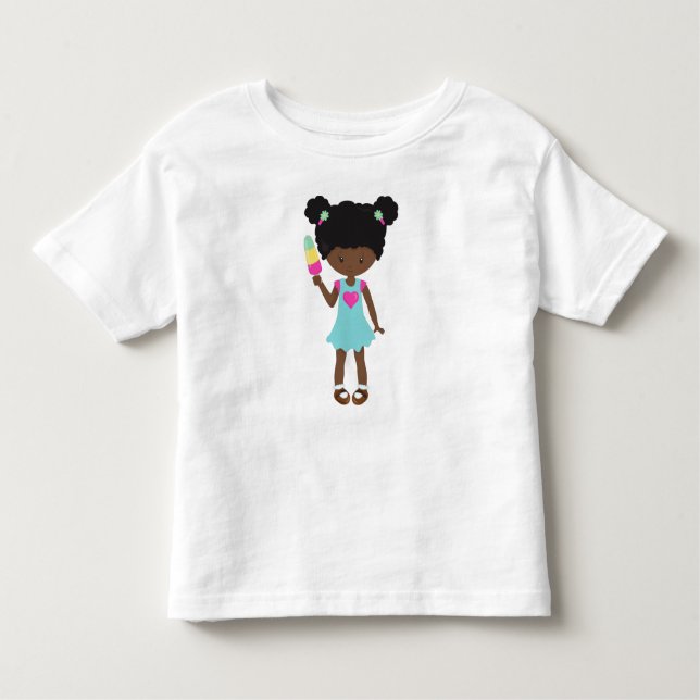 Girl with Ice Cream, African American Girl, Dress T Shirt (Framsida)