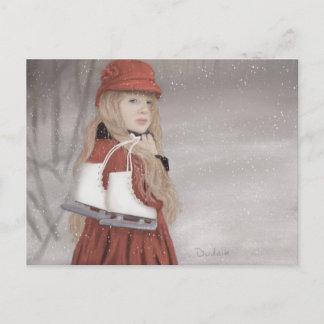 Girl with Ice Skates JW Vykort