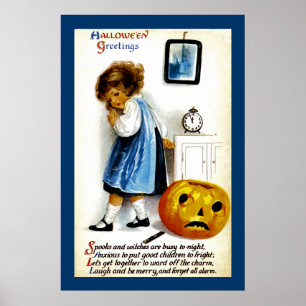 Girl with Jack o'Lantern Poster