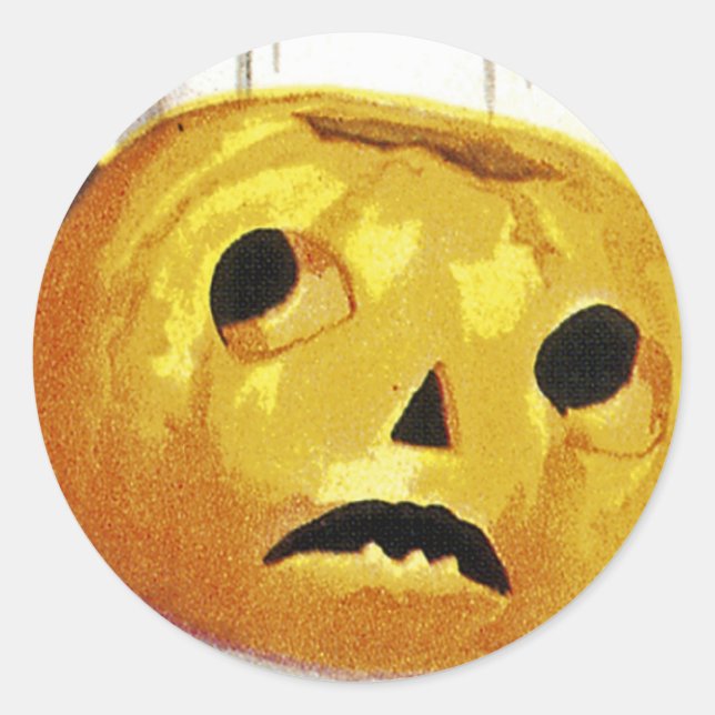 Girl with Jack o'Lantern Runt Klistermärke (Framsida)