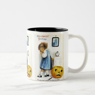 Girl with Jack o'Lantern Två-Tonad Mugg