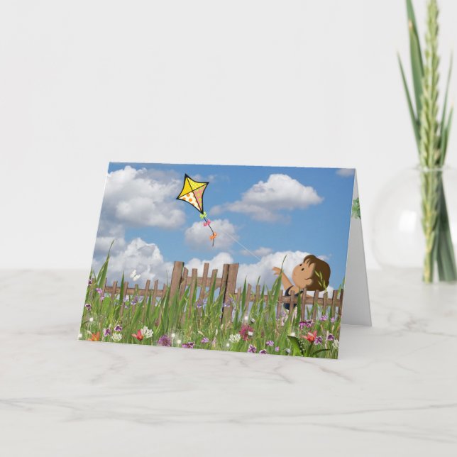 Girl with Kite in Garden Kort (Framsida)