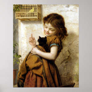 Girl with Kitten, Sophie Andersson Poster
