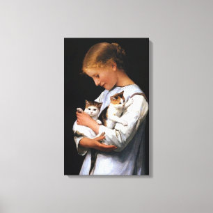 Girl with Kittens, Albert Anker Canvastryck