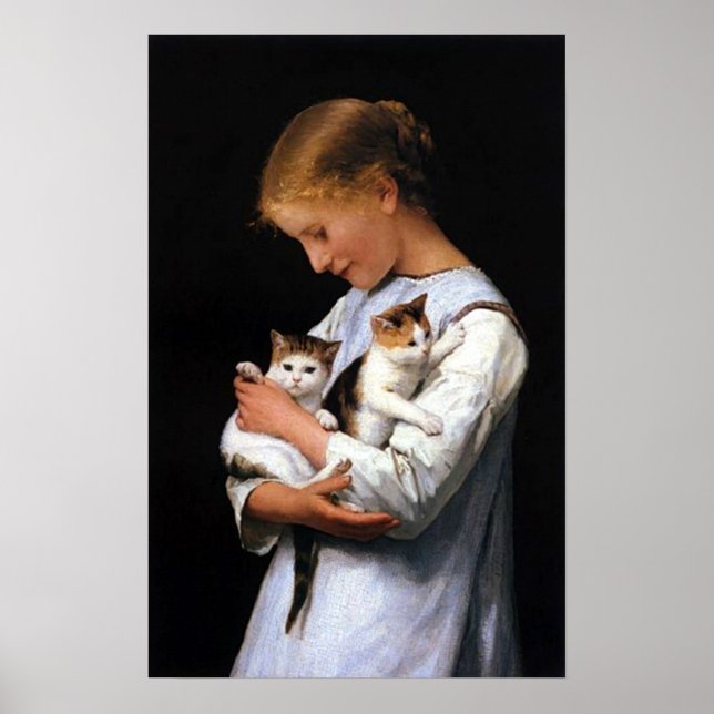 Girl with Kittens, Albert Anker Poster (Framsidan)