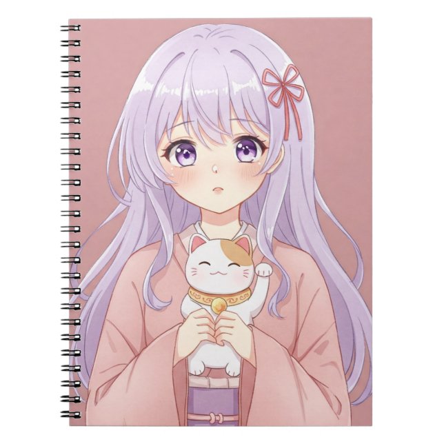 Girl with Maneki-Neko by Natasha Us Anteckningsbok (Framsidan)
