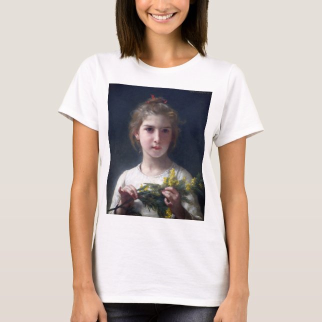 Girl with Mimosa, Bouguereau T Shirt (Framsida)