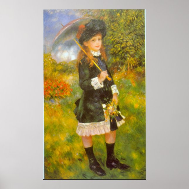 Girl with Parasol by Pierre Renoir Poster (Framsidan)
