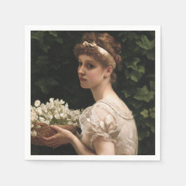 Girl with Pea Blommars (av Edward Poynter) Pappersservett
