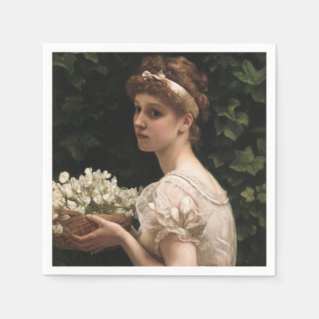 Girl with Pea Blommars (av Edward Poynter) Pappersservett (Framsidan)