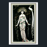 "Girl with Peacock" Art Deco Poster 13 x 19<br><div class="desc">Snygg Art Deco biet av George Barbier- 13 x 19</div>
