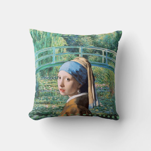 Girl with Pearl Earring, Vatten Lily Pond Kudde (Framsida)