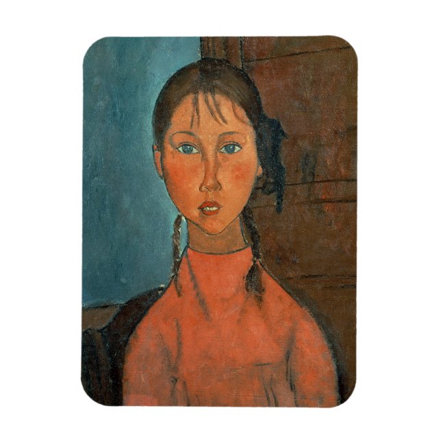 Girl with Pigtails, 1918 (oil on canvas) Magnet (Vertikal)