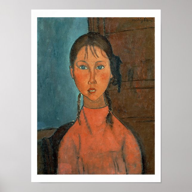 Girl with Pigtails, 1918 (oil on canvas) Poster (Framsidan)