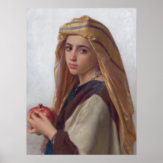 Girl with Pomegranate by Bouguereau Poster (Framsidan)