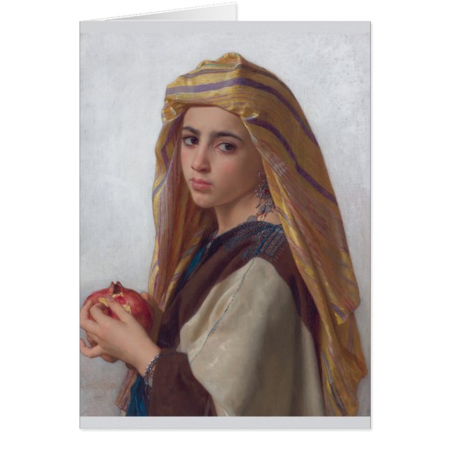 Girl with Pomegranate William-Adolphe Bouguereau Hälsningskort (Framsidan)