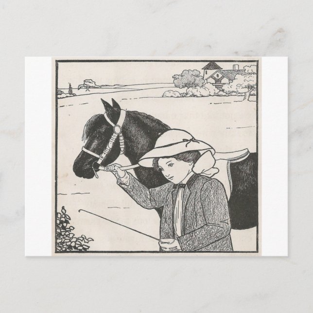 Girl with Pony Vykort (Framsida)