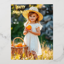 Girl with Pumpkin Basket Halloween