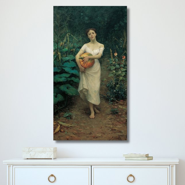 Girl with Pumpkin Zonaro 1889 Canvastryck (Skapare uppladdad)