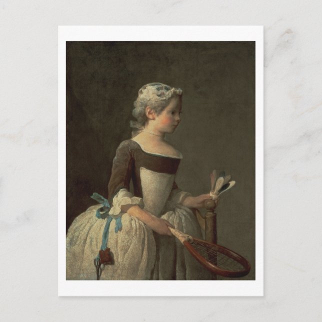 Girl with Racket and Shuttlecock Vykort (Framsida)