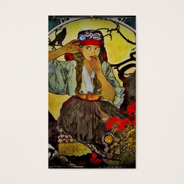 Girl with Raven Moravian Teacher Choir Visitkort (Framsidan)