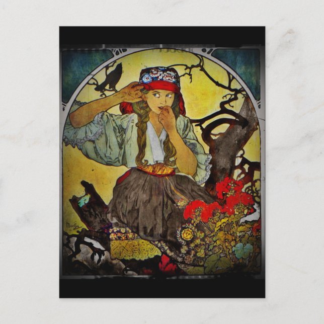 Girl with Raven Moravian Teacher Choir Vykort (Framsida)