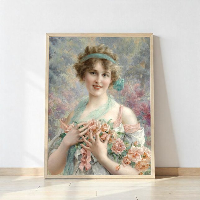 Girl with ro by Emile Vernon Fototryck (Skapare uppladdad)