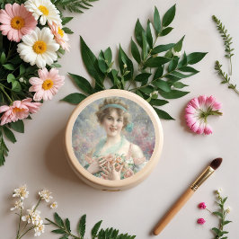 Girl with ro by Emile Vernon Runt Klistermärke