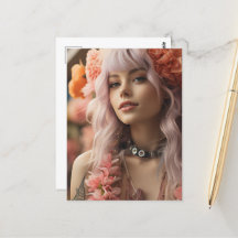 Girl with Rosa Hair & Flowers