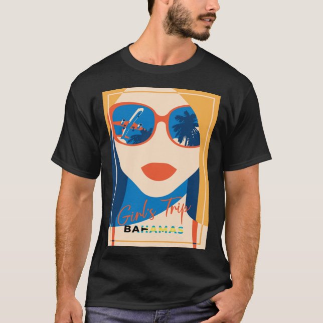 Girl with Sunglasses Girlu2019s Resa Bahamas Vacat T Shirt (Framsida)