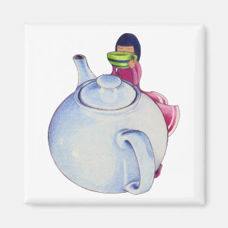Girl with Tea Magnet