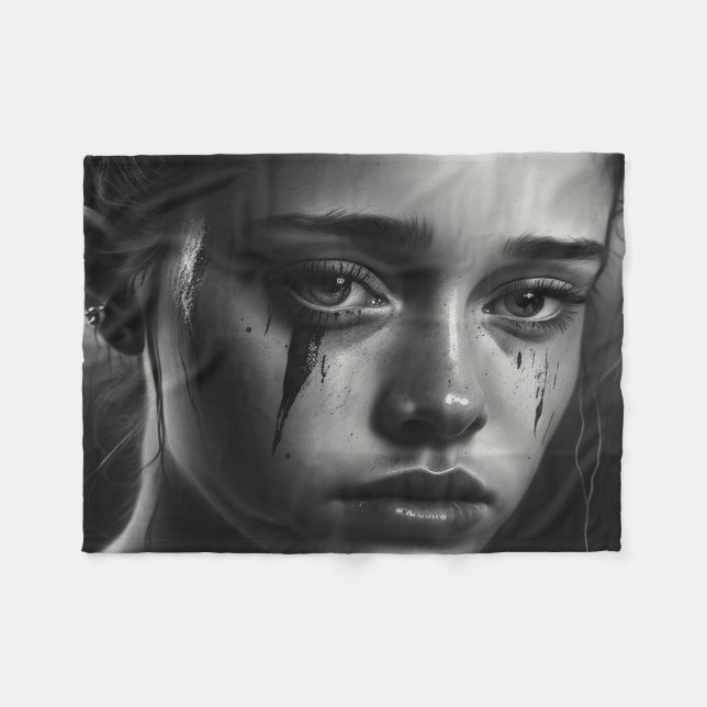 Girl with tears fleecefilt (Framsidan (Horisontell))