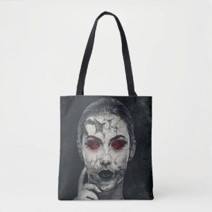 Girl Woman Ansikte Head Art Paint Teckning Hair Ög Tygkasse