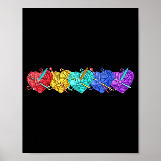 Girl Women's Yarn Crochet Knitting Funny Gift  Poster (Framsidan)