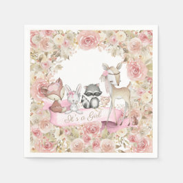 Girl Woodland Baby Shower Pappersservett
