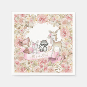 Girl Woodland Baby Shower Pappersservett