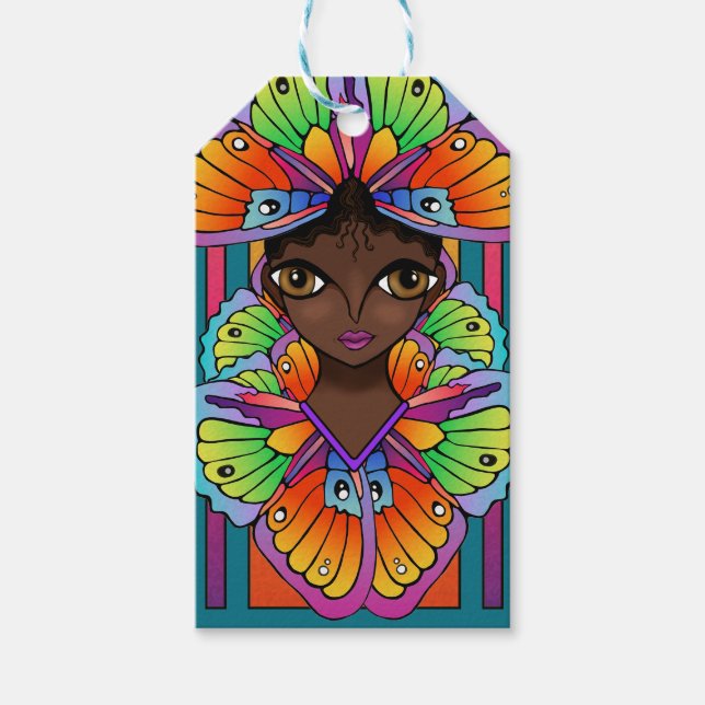 Girl Wrapped in Butterfly vingar Presentetikett (Framsidan)