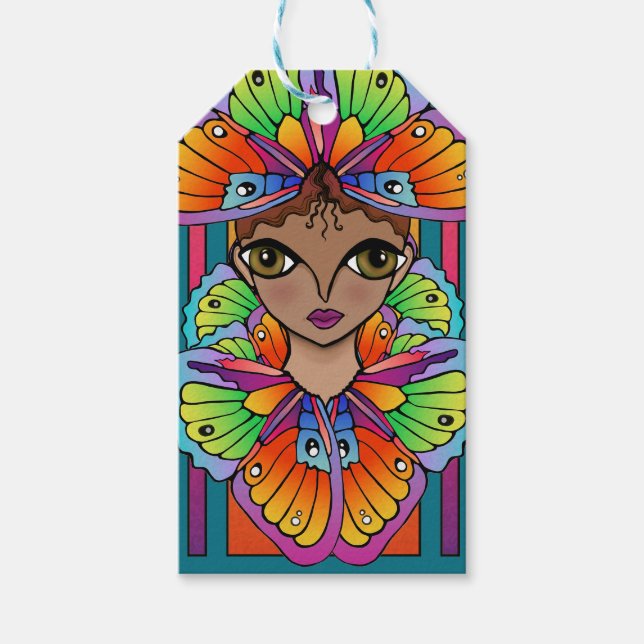 Girl Wrapped in Butterfly vingar Presentetikett (Framsidan)
