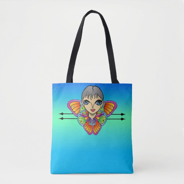 Girl Wrapped in Butterfly Vingar Tygkasse (Framsida)