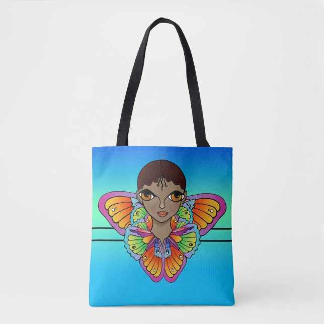 Girl Wrapped in Butterfly Vingar Tygkasse (Framsida)