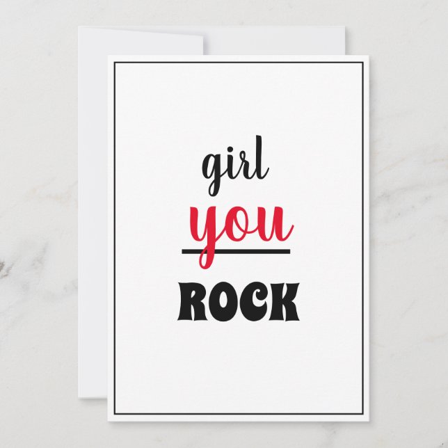 Girl You STEN Nice Gesture Script Female Person Tack Kort (Framsida)