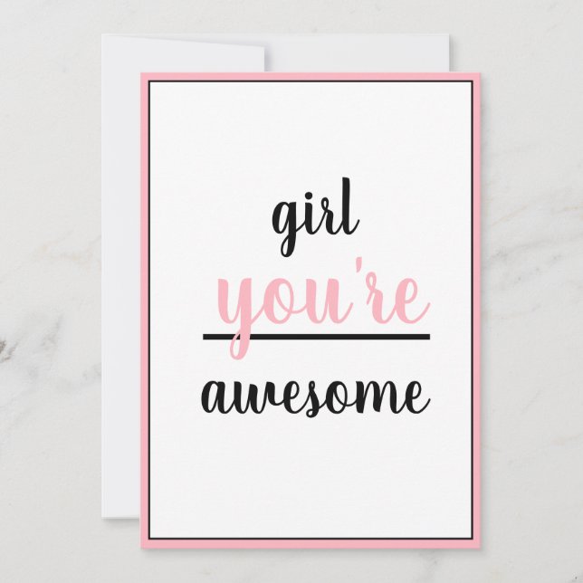  Girl You're Awesome Kind Gesture Girly Modern Tack Kort (Framsida)