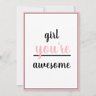 Girl You're Awesome Kind Gesture Girly Modern Tack Kort