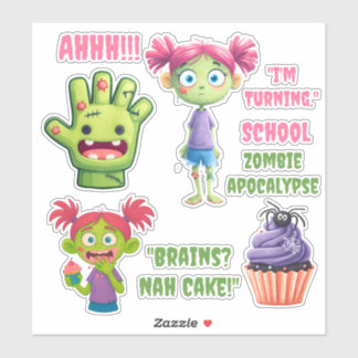 Girl Zomb Birthday Sticker Lakan Klistermärken
