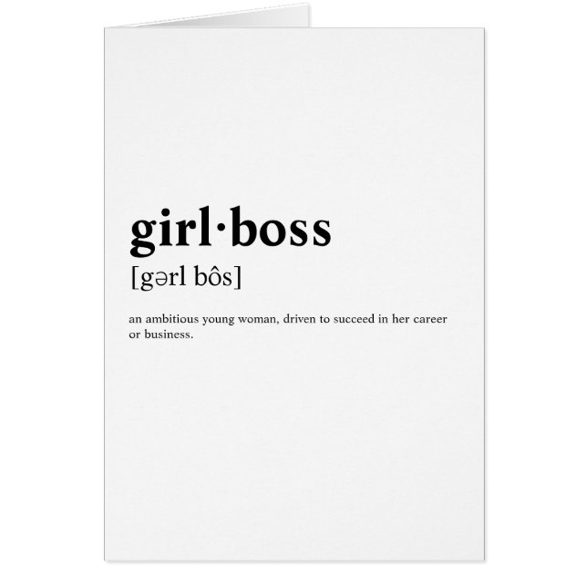 Girlboss - menande ordbok hälsningskort (Framsidan)